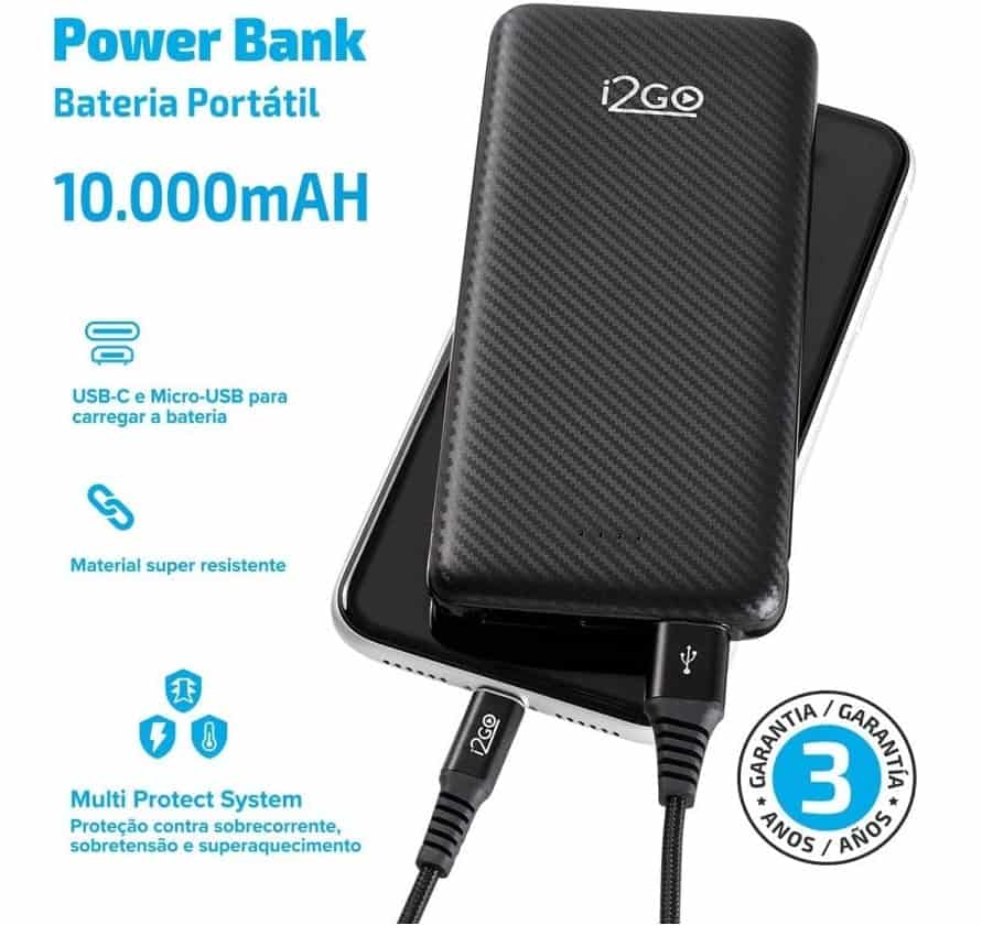 Carregador Port Til Power Bank I Go Mah Sa Das Usb Preto