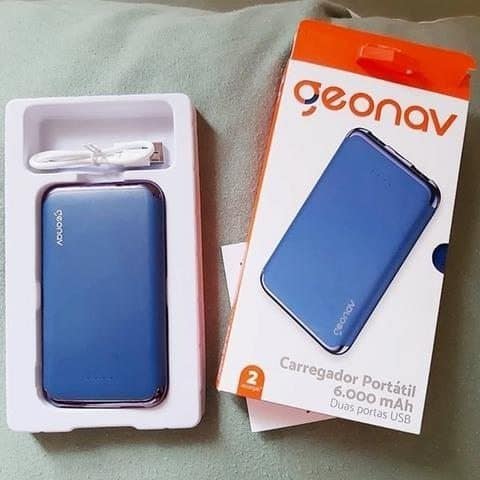 Geonav Power Bank Carregador Portátil Universal 6 000mAh 2 portas USB