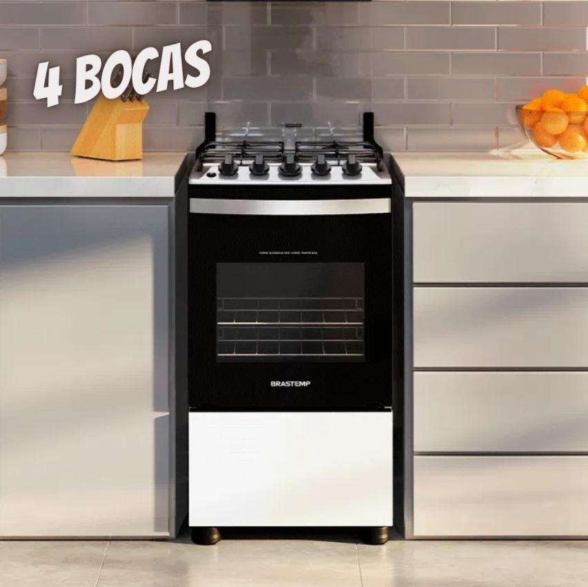 Fogão Brastemp 4 Bocas Branco Bfo4nbb Promotop