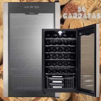 Adega Climatizada Midea 34 Garrafas WBA341 - com Compressor Painel Touch 110V