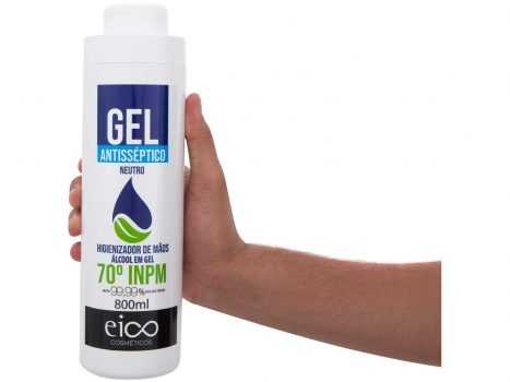 Álcool em Gel 70% Antisséptico Neutro 800ml - Eico Cosméticos