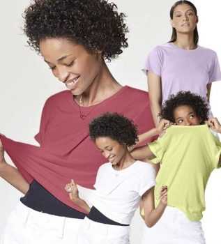 Blusa Básica Manga Curta Feminina Em Malha H+
