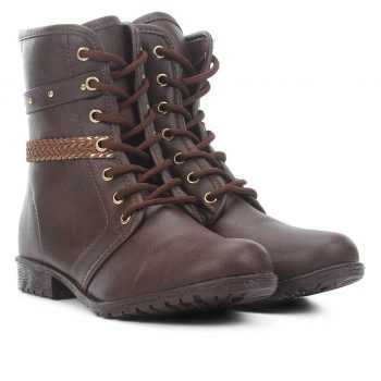 Bota Coturno Look Fashion Tira Tressê PRETA