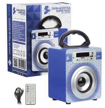 Caixa De Som Bluetooth 5+ Com Usb E Leitor De Cartão Cor Azul Spk-6 - Nêmesis