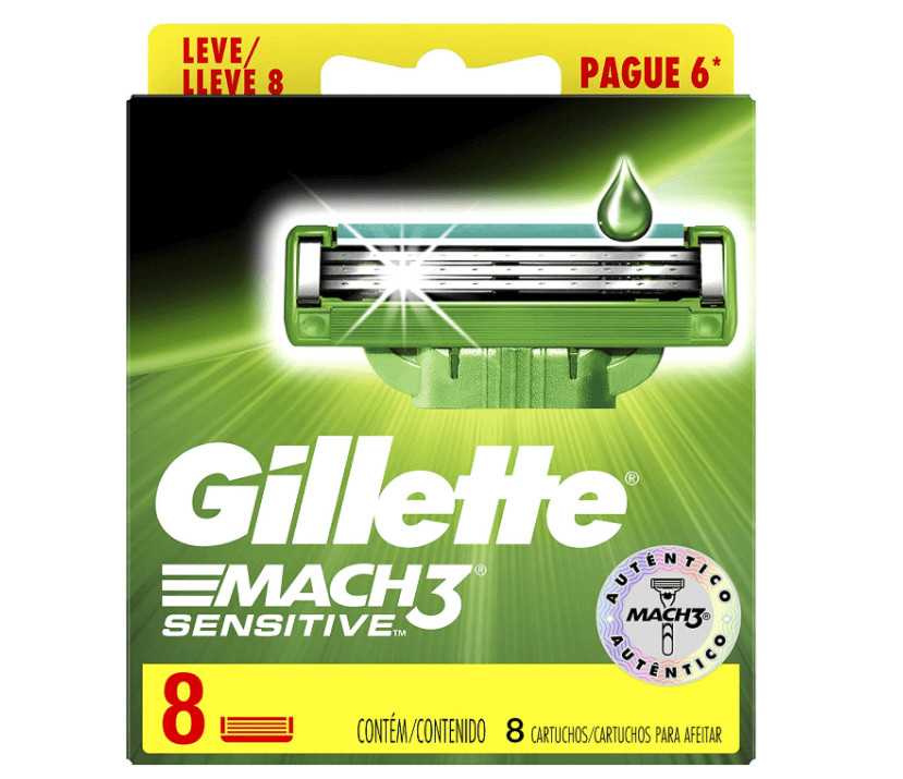 Carga Para Aparelho de Barbear Gillette Mach3 Sensitive Leve 8 Pague 6 ...