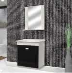 Conjunto Completo C/ Pia Reggio 50Cm Branco e Preto Bonatto