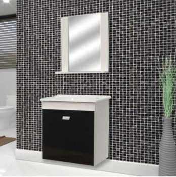 Conjunto Completo C/ Pia Reggio 50Cm Branco e Preto Bonatto