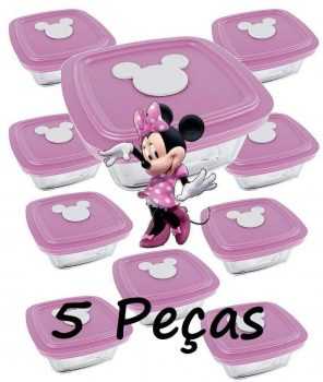 Conjunto de Potes Nadir Facilita em Vidro Rosa 300 ml – 5 Peças