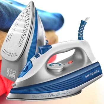 Ferro de Passar Roupa a Vapor Mondial - FVN-01-BL Branco e Azul