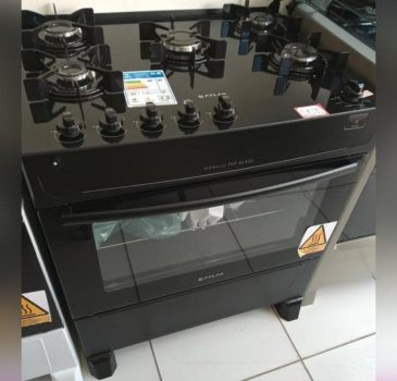 Fogão 5 Bocas Mesa de Vidro Atlas Preto - Acendimento Automático Mônaco Top Glass