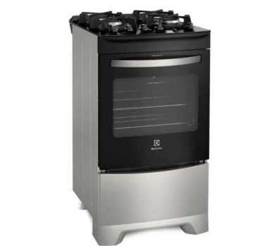 Fogão de Piso cor Inox 4 Bocas e Mesa de Vidro Temperado Electrolux (52LSV) - Bivolt