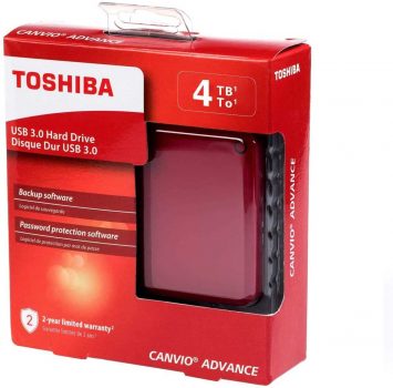 HD Externo Portátil Toshiba Canvio Advance 4TB Vermelho USB 3.0 - HDTC940XR3CA