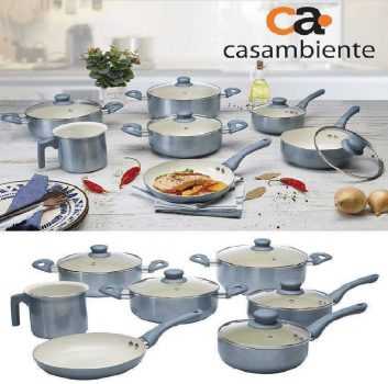 Jogo de Panelas Casambiente Cerâmica - Azul 7 Peças Genebra AL039