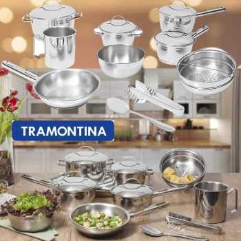 Jogo de Panelas Tramontina Inox Fundo Triplo - 10 Peças Allegra 65660/953