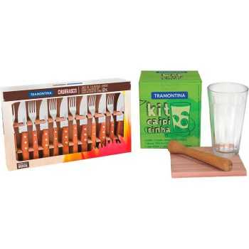 Jogo de Talheres Para Churrasco Tramontina Jumbo Inox 12 Peças ➕ Kit Para Caipirinha Tramontina
