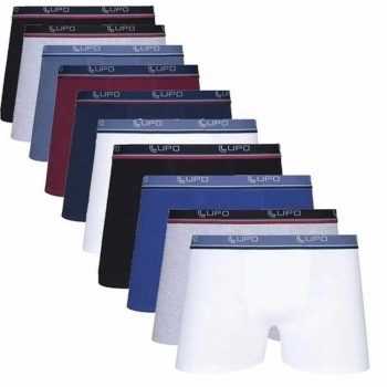 Kit 10 Cuecas Boxer Algodão Cotton Lupo Box 523