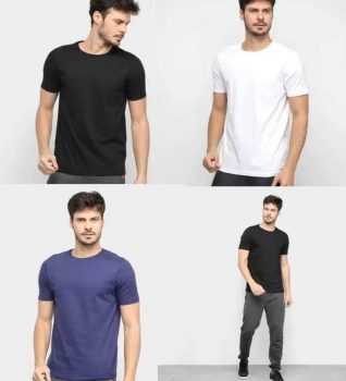 Kit Camiseta Básica c/ 5 Peças Masculina - Básicos