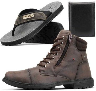 Kit de Bota Casual com Chinelo e Carteira – Ferraretto Cafe
