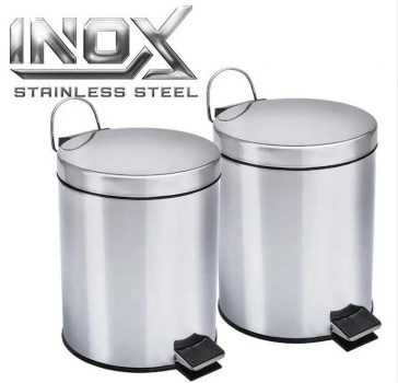 Kit Lixeiras 5 Litros em Inox, 2 unidades