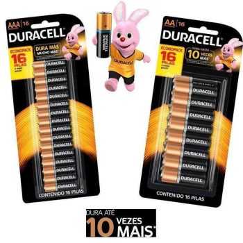 Pilha Alcalina AA ou AAA 16 Unidades - Duracell