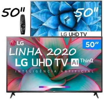 Smart TV 4K LED 50” LG 50UN7310PSC Wi-Fi Bluetooth - Inteligência Artificial 3 HDMI 2 USB