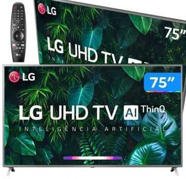 Smart TV 4K LED IPS 75” LG 75UN8000PSB Wi-Fi - Bluetooth HDR Inteligência Artificial 4 HDMI 2 USB
