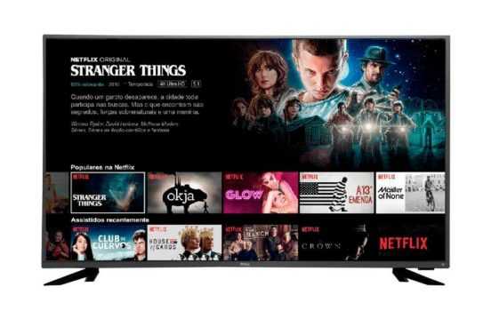 Smart TV LED 43" Philco PTV43f61DSWNT Ultra HD 4k com Conversor Digital 3 HDMI 2 USB Wi-Fi Closed Caption 60Hz - Preta