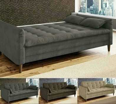 Sofá-cama Suede Reclinável Linoforte - Estela A2