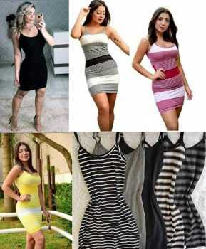 Vestidos Canelados kit com 6 Pças (Único P/M, Variadas)