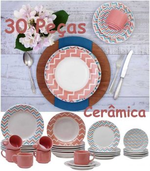 Aparelho de Jantar Chá 30 Peças Biona - Cerâmica Redondo 079768