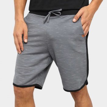 Bermuda Moletom Básicos Listrada Masculina - Chumbo