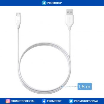 Cabo Micro USB, Anker Powerline, 1.8 metros, 5x mais resistente, Branco
