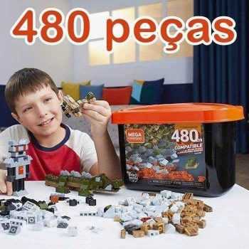 Caixa Pro Blocos de Montar, 480 peças, Mega Construx, Mattel
