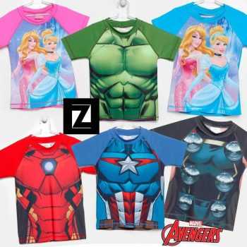 Camiseta Infantil Tip Top Avengers ou Princesas (2 até 10 anos)