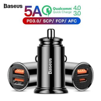 Carregador Veicular Baseus USB + Tipo-C QC4.0