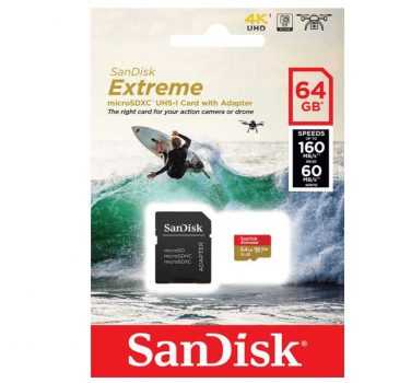 Cartão Micro SD Extreme, SanDisk, 64GB, SDSQXA2-064G-GN6AA