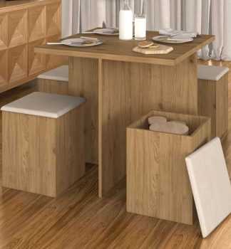 Conjunto Sala De Jantar 4 Banquetas Munique Cinamomo Móveis Arapongas