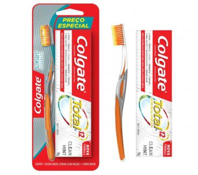 Escova Dental Colgate Slim Soft Advanced + Creme Dental Colgate Total 12