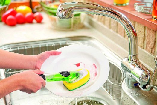Esponja com Reservatório para Detergente, Amarelo/Verde/Transparente, EsfreBom