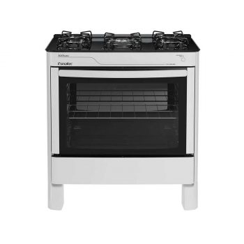 Fogão Automático 5 Bocas Branco em Aço Esmaltec Agata Glass Bivolt