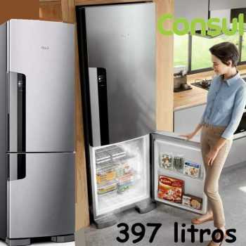 Geladeira Consul Frost Free Duplex 397 litros Evox com freezer embaixo - CRE44AK
