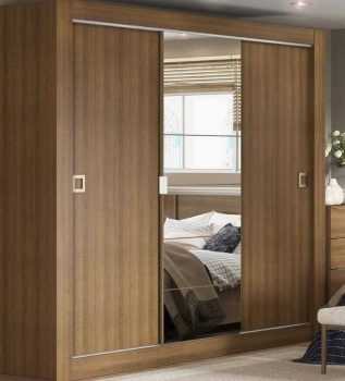 Guarda-roupa Casal 3 Portas de Correr Madesa - City 1056-1E com Espelho