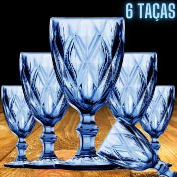 Jogo de 6 Taças P/Vinho Azul Verre Mimo Style Azul no Voltagem, TC19095