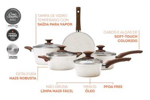 Jogo De Panela 5 Peças C/ Fundo De Indução Vanilla - Brinox