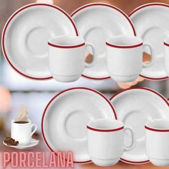 Jogo de Xícaras de Café Porcelana 6 Peças Schmidt - Filete