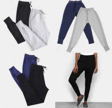 Kit 2 Calças Moletom Básicos Jogger Feminino