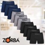 Kit com 10 Cuecas Boxer sem Costura nas Laterais Preto/Marinho/Mescla P 781 - Zorba