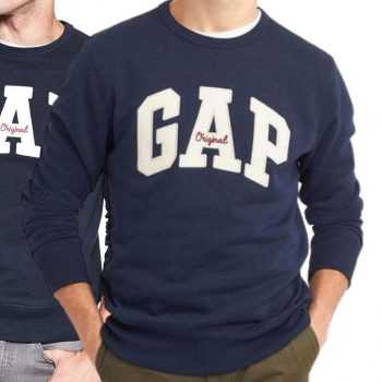 Moletom Flanelado Fechado GAP Logo Bordado Azul-marinho