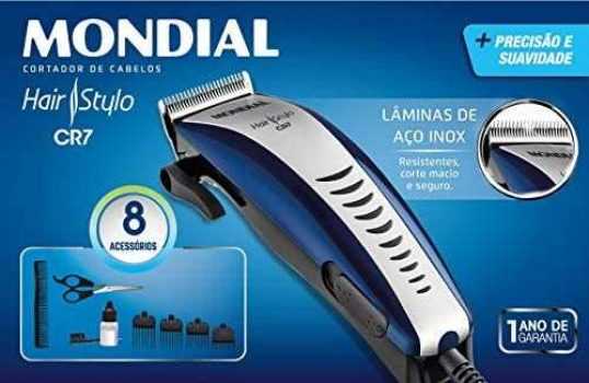 Cortador de Cabelos Mondial, Hair Stylo, 110V, Azul/Prata - CR-07