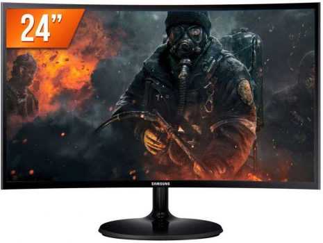Monitor Samsung LED 23.5" Widescreen Curvo, Full HD, HDMI/VGA, FreeSync - LC24F390FHLMZD